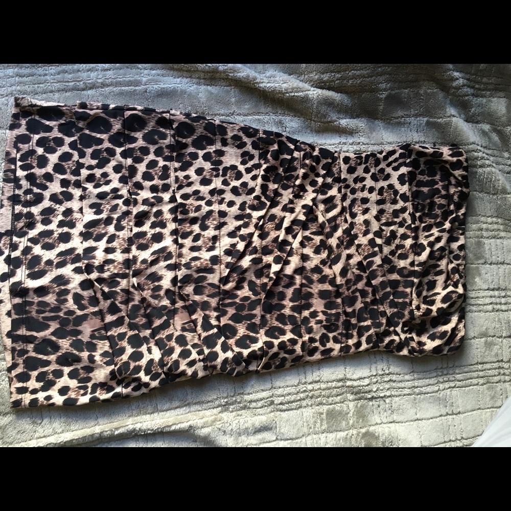 Cheetah Print Strapless dress.